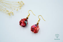 Charger l'image dans la galerie, Boucles d'oreilles dorées en origami en forme de sphère