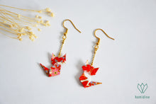 Charger l'image dans la galerie, Boucles d'oreilles dorées en origami en forme de chat