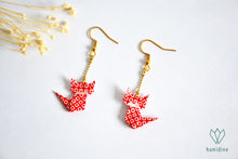 Charger l'image dans la galerie, Boucles d'oreilles dorées en origami en forme de chat