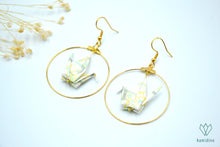 Charger l'image dans la galerie, Créoles dorées en origami en forme de grue