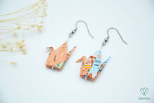 Charger l'image dans la galerie, Boucles d'oreilles argentées en origami en forme de grue