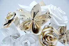 Charger l&#39;image dans la galerie, Bouquet de fleurs en papier partitions (blanc et beige)
