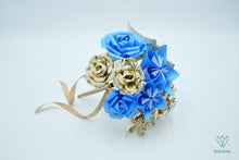 Charger l'image dans la galerie, Bouquet de fleurs en papier partitions (bleu et beige)