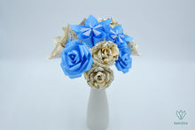 Charger l'image dans la galerie, Bouquet de fleurs en papier partitions (bleu et beige)