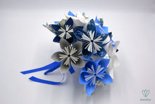 Charger l'image dans la galerie, Bouquet de fleurs en papier origami aux couleurs marines