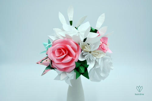 Bouquet origami aux tons pastels