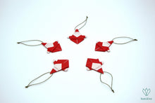 Charger l&#39;image dans la galerie, Lot de 5 Pères Noël rouge bordeaux en papier origami 
