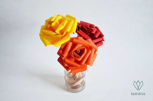 Bouquet de roses en papier aux couleurs de l'automne