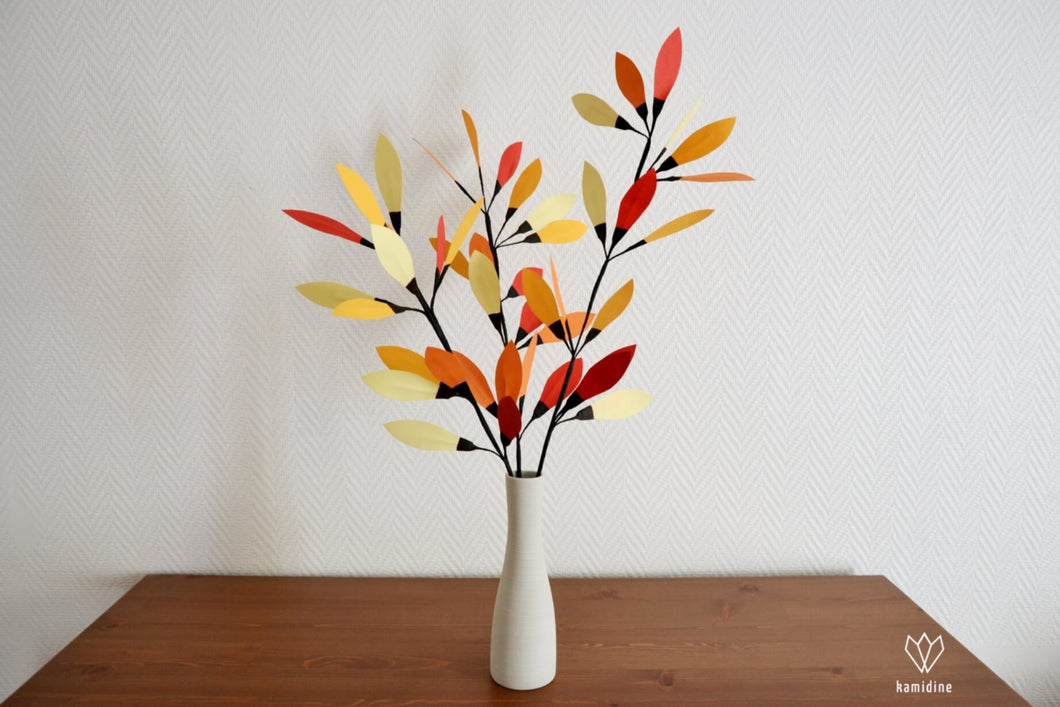 Plante aux couleurs d'automne en papier origami