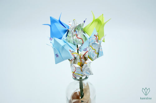 Bouquet de tulipes en papier origami et papier recyclé