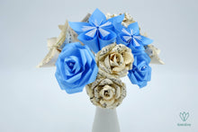 Charger l&#39;image dans la galerie, Bouquet de fleurs en papier partitions (bleu et beige)
