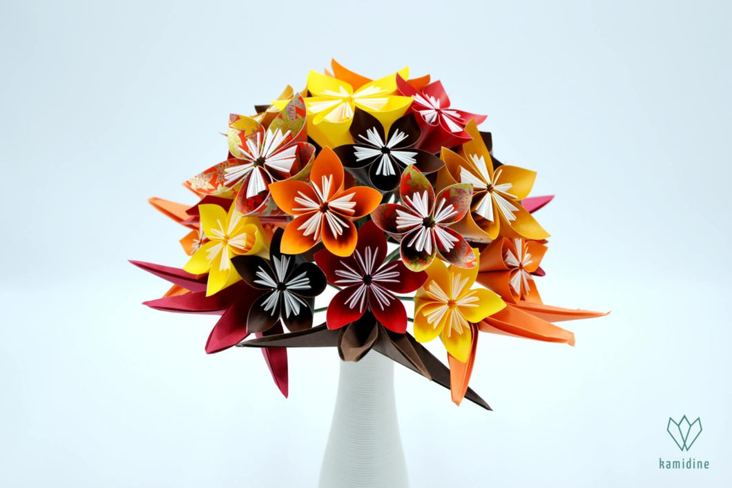 Bouquet automnal en papier origami